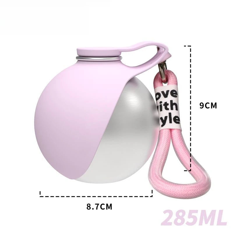 Bouteille d'eau portable pour chien en acier inoxydable avec bol en silicone, anti-fuite, pour chiens, chats, randonnée, voyage, promenade