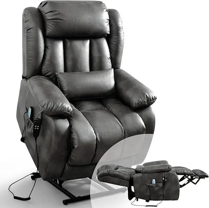 Fauteuil inclinable pour adultes, fauteuil élévateur électrique à double moteur, position infinie, levage plat, massage et chauffage, extension, personnalisé