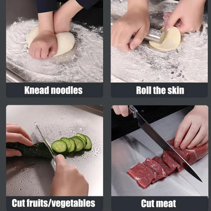 Planche à découper en forme de L en acier inoxydable, grande taille, planche à découper double face, outil de cuisine, panneau de coupe et de pétrissage de fruits à domicile