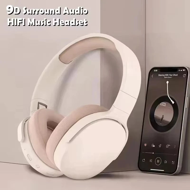 Écouteurs sans fil Bluetooth 5.3 sur l'oreille casques stéréo Hifi véritables sports avec écouteurs lecteur de musique Tf/Aux avec micro