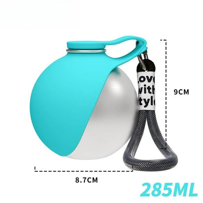 Bouteille d'eau portable pour chien en acier inoxydable avec bol en silicone, anti-fuite, pour chiens, chats, randonnée, voyage, promenade