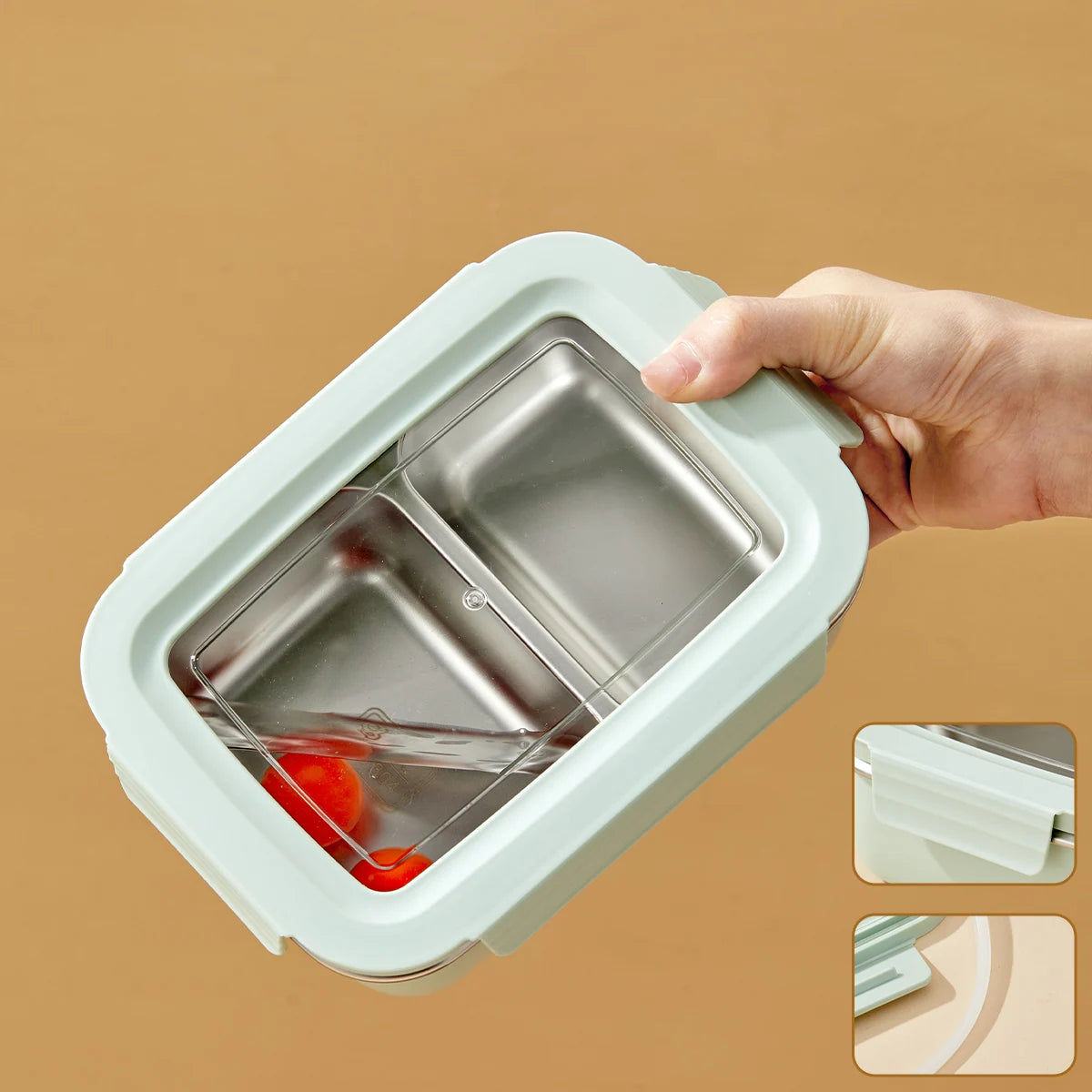Boîte à déjeuner à compartiment en acier inoxydable 304 pour micro-ondes, boîte à Bento empilable anti-fuite pour étudiant, récipient alimentaire pour aliments froids et chauds
