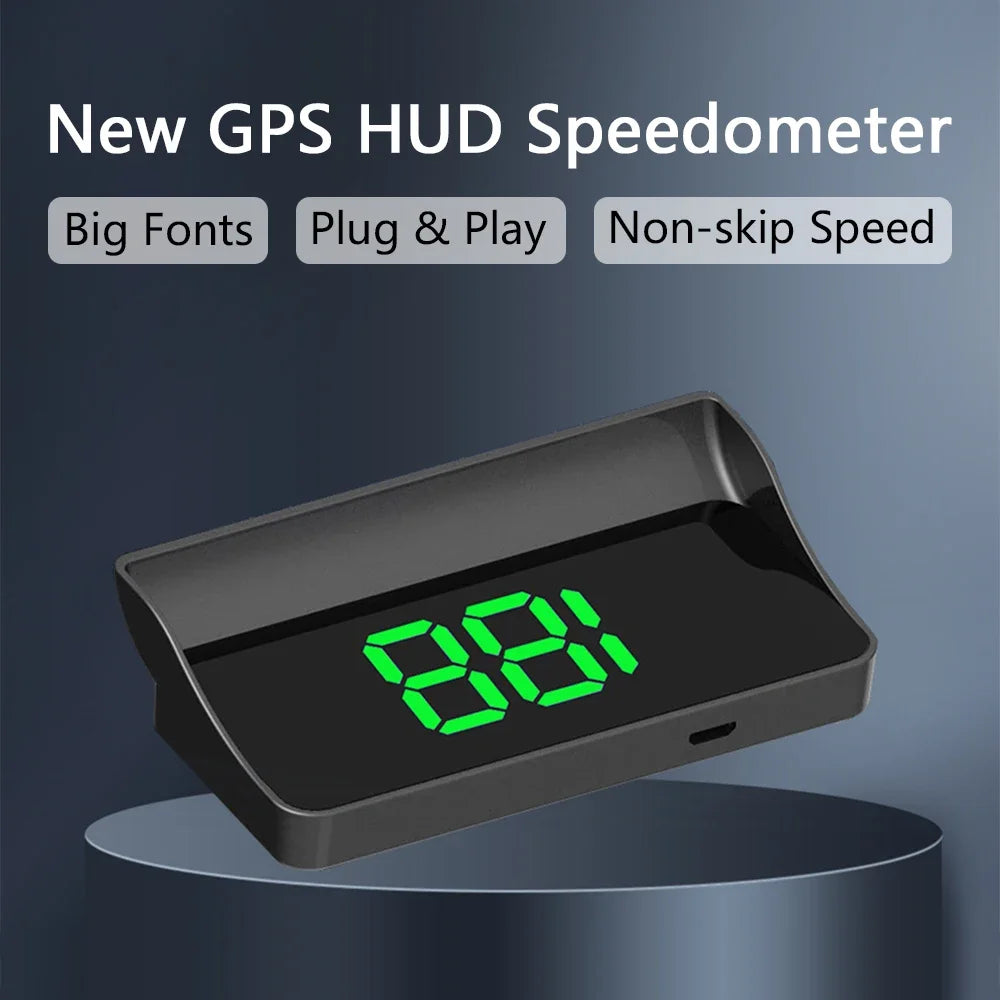 Compteur de vitesse numérique W1 GPS HUD Plug And Play, affichage tête haute pour toutes les voitures, grand police KMH, projecteur de pare-brise, accessoires de voiture