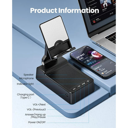 Support de téléphone avec haut-parleur Bluetooth, haut-parleur sonore surround HD, compatible avec tous les iPhone