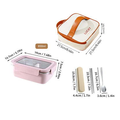 Boîte à déjeuner à compartiment en acier inoxydable 304 pour micro-ondes, boîte à Bento empilable anti-fuite pour étudiant, récipient alimentaire pour aliments froids et chauds