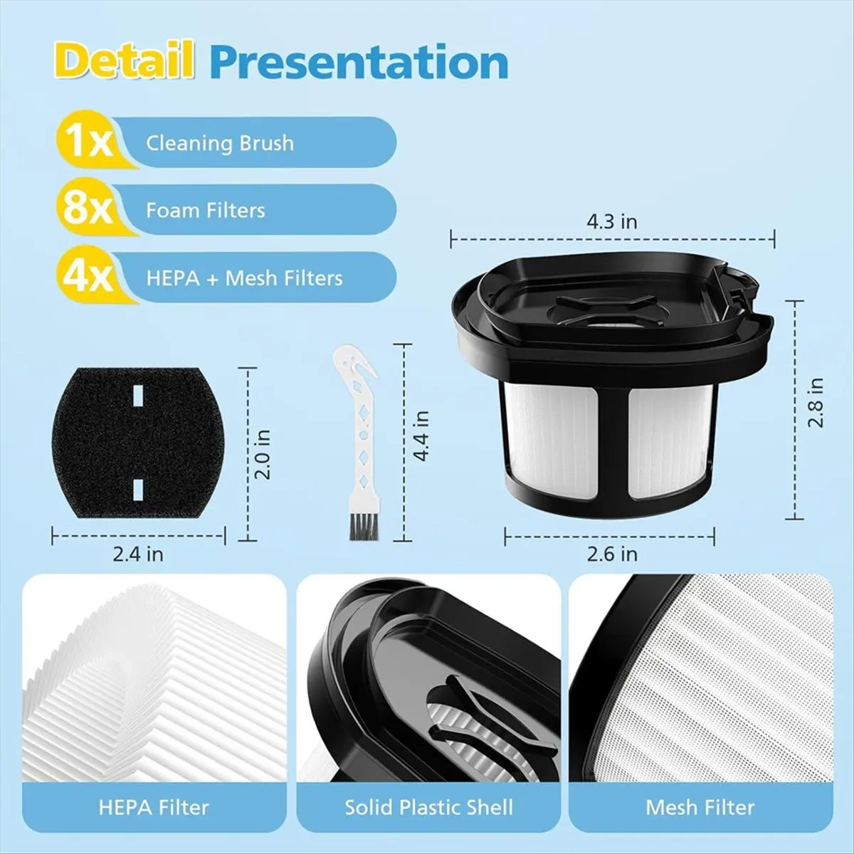 Filtre de remplacement pour aspirateur manuel 2284W 2390A, pour effaceur de poils d'animaux, 2284W, 2390, 2390A, 2579, 2389