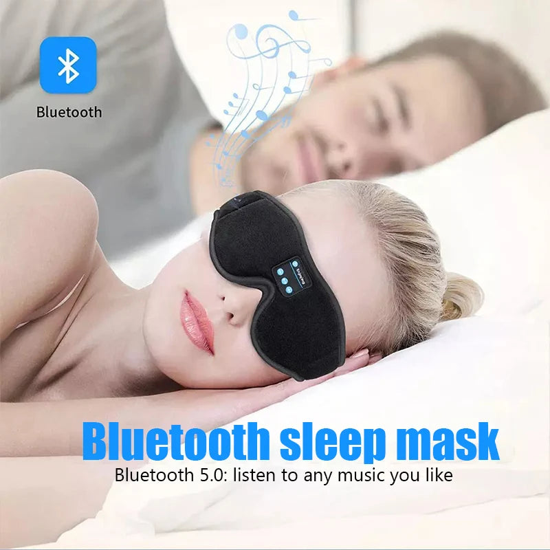 Écouteurs Bluetooth pour dormir, masque pour les yeux 3D, doux, élastique, confortable, sans fil, voyage, avion, bandeau, musique