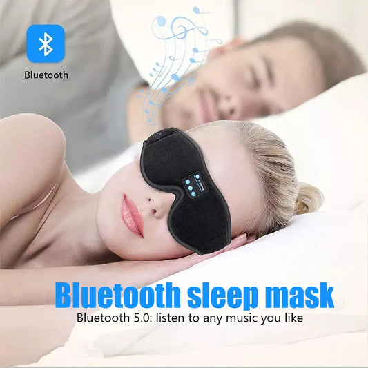 Écouteurs Bluetooth pour dormir, masque pour les yeux 3D, doux, élastique, confortable, sans fil, voyage, avion, bandeau, musique