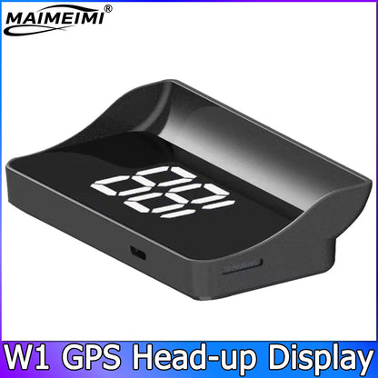 Compteur de vitesse numérique W1 GPS HUD Plug And Play, affichage tête haute pour toutes les voitures, grand police KMH, projecteur de pare-brise, accessoires de voiture