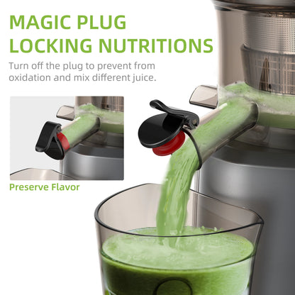 BioloMix-Extracteur de jus à mastication lente, presse à froid, Ju479, goulotte de rajeunissement de 78mm, moteur injuste, convient aux fruits entiers, 200W, 40-65 tr/min