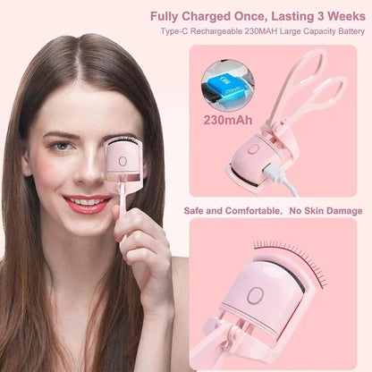 Recourbe-cils chauffant avec écran Lcd, coussinets en Silicone, Protection des cils, bouclage naturel sans endommager les cils, Rechargeable