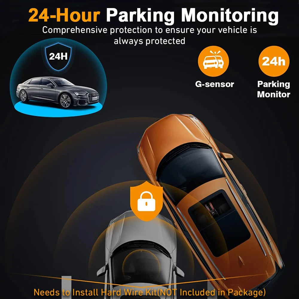 Prada Cam-Enregistreur vidéo de voiture avec vision nocturne, caméra WiFi 360 °, 3/4 canaux, dashcam voiture，caméra de recul，caméra 1080P, DVR, moniteur de stationnement 24h, vue avant droite et arrière, boîte noir