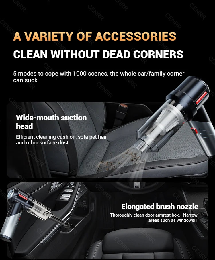 Aspirateur de voiture CENRR Mini 998000PA, aspirateur sans fil puissant et portable pour appareils ménagers, souffleur portatif, nettoyeur de voiture
