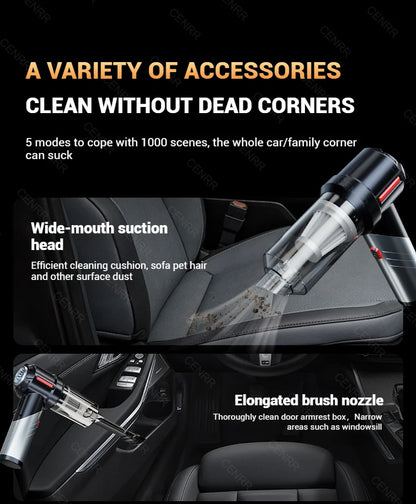 Aspirateur de voiture CENRR Mini 998000PA, aspirateur sans fil puissant et portable pour appareils ménagers, souffleur portatif, nettoyeur de voiture