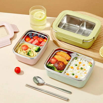 Boîte à déjeuner à compartiment en acier inoxydable 304 pour micro-ondes, boîte à Bento empilable anti-fuite pour étudiant, récipient alimentaire pour aliments froids et chauds