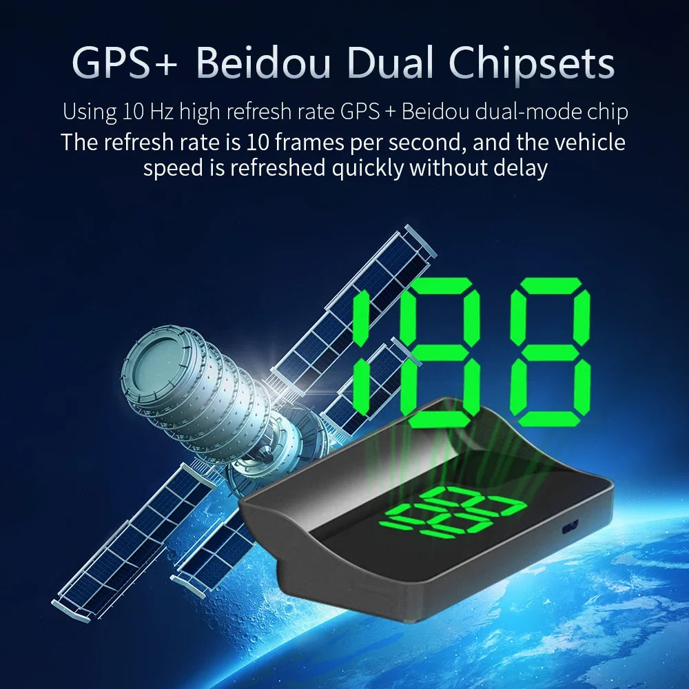 Compteur de vitesse numérique W1 GPS HUD Plug And Play, affichage tête haute pour toutes les voitures, grand police KMH, projecteur de pare-brise, accessoires de voiture