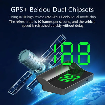 Compteur de vitesse numérique W1 GPS HUD Plug And Play, affichage tête haute pour toutes les voitures, grand police KMH, projecteur de pare-brise, accessoires de voiture