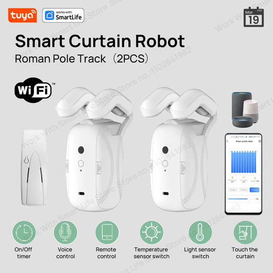 Robot rideau intelligent WiFi; double ouverture