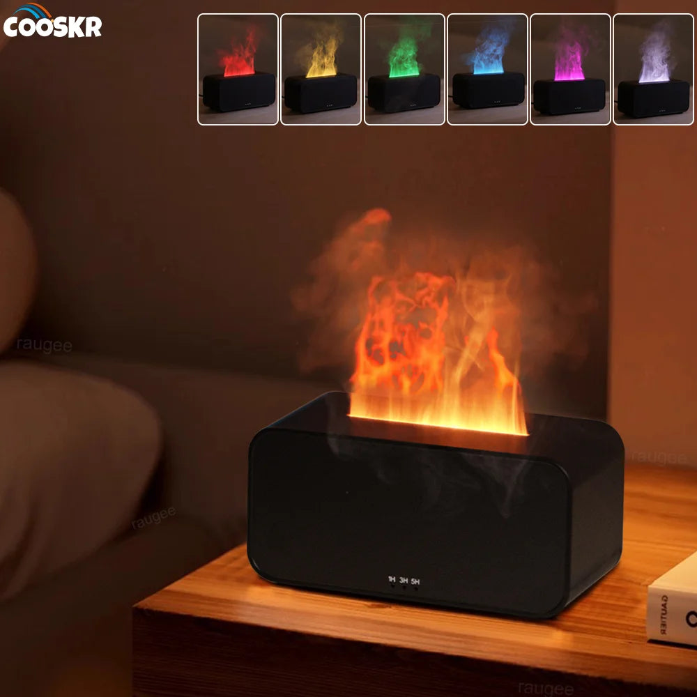 Humidificateur d'air et d'arôme avec lumière LED, diffuseur de parfum, humidificateurs de château essentiels, mini flamme, automatique, maison