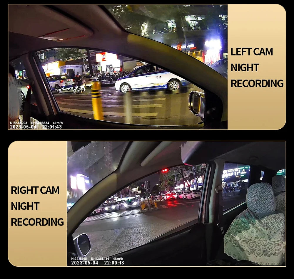 Prada Cam-Enregistreur vidéo de voiture avec vision nocturne, caméra WiFi 360 °, 3/4 canaux, dashcam voiture，caméra de recul，caméra 1080P, DVR, moniteur de stationnement 24h, vue avant droite et arrière, boîte noir