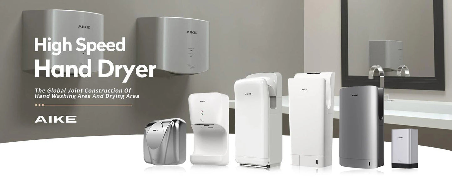 AIKE-Sèche-mains automatique avec filtre HEPA, finition en acier inoxydable brossé, machine à sécher les mains, 1450W, approuvé UL