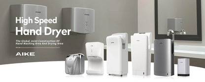 AIKE-Sèche-mains automatique avec filtre HEPA, finition en acier inoxydable brossé, machine à sécher les mains, 1450W, approuvé UL