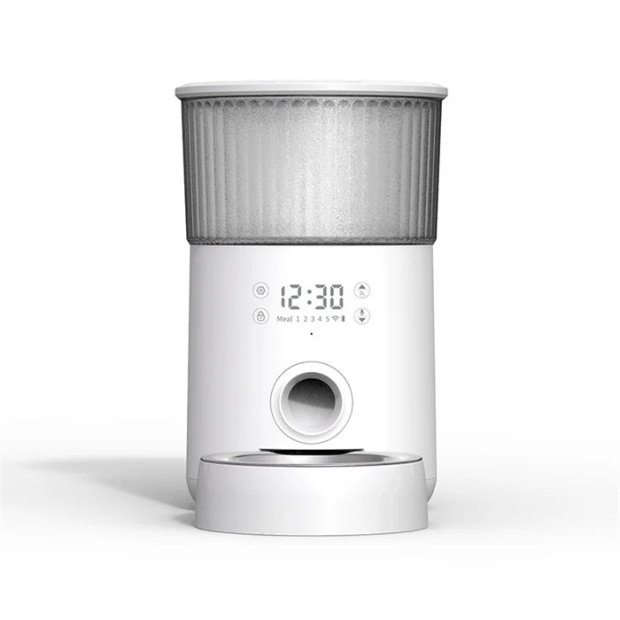 Distributeur automatique de nourriture pour animaux domestiques (chats et chiens) avec vidéo HD 1080P, vision nocturne, Wi-Fi 5G, audio bidirectionnel, capteur anti-blocage de nourriture, alertes sonores et de mouvement, en