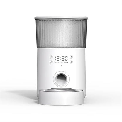 Distributeur automatique de nourriture pour animaux domestiques (chats et chiens) avec vidéo HD 1080P, vision nocturne, Wi-Fi 5G, audio bidirectionnel, capteur anti-blocage de nourriture, alertes sonores et de mouvement, en