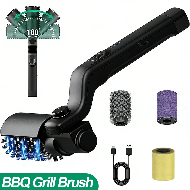 Brosse pour barbecue, réglages à 3 vitesses, brosse pour gril électrique, 180 °   Tête réglable, nettoyeur de gril de 90 minutes pour les fumeurs de plaques extérieures