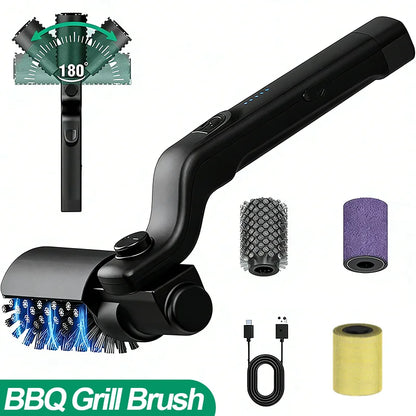 Brosse pour barbecue, réglages à 3 vitesses, brosse pour gril électrique, 180 °   Tête réglable, nettoyeur de gril de 90 minutes pour les fumeurs de plaques extérieures