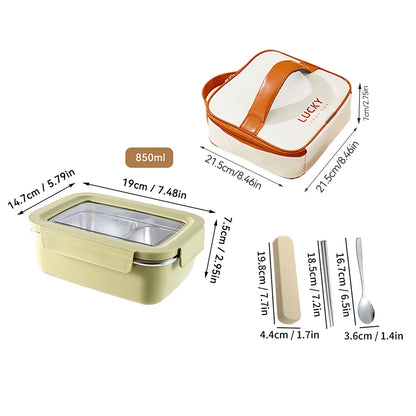 Boîte à déjeuner à compartiment en acier inoxydable 304 pour micro-ondes, boîte à Bento empilable anti-fuite pour étudiant, récipient alimentaire pour aliments froids et chauds