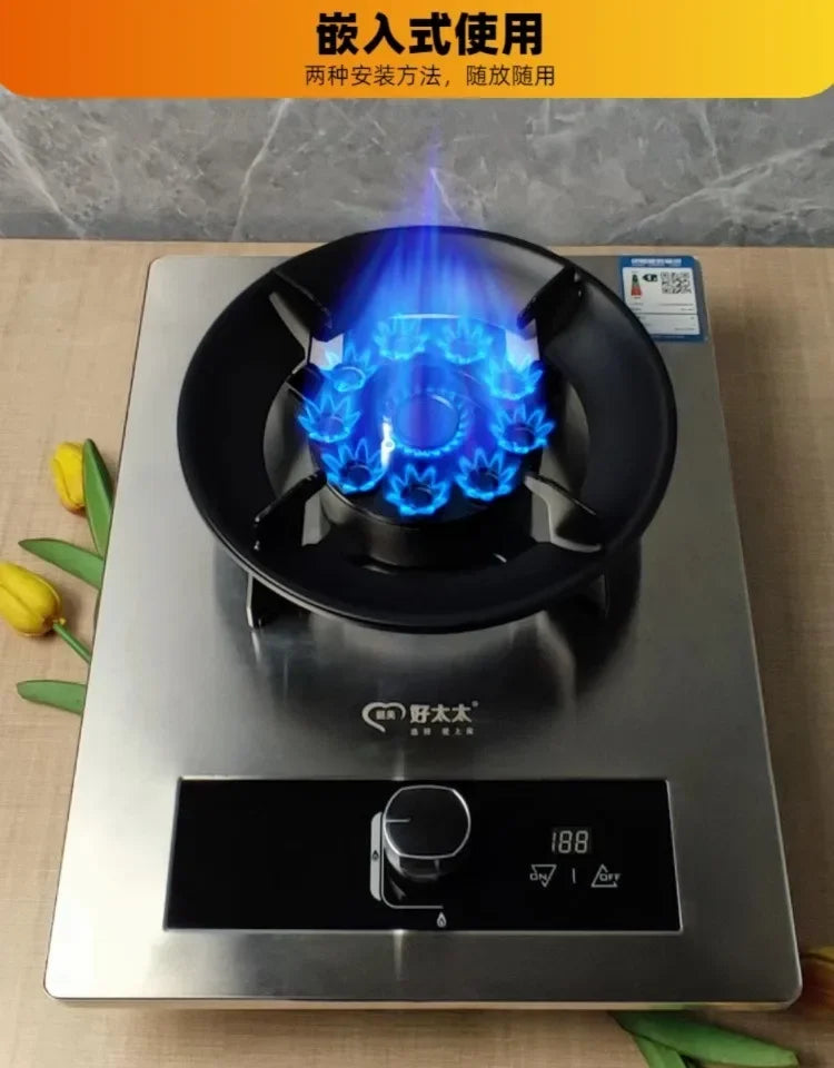 Cuisinière à gaz à brûleur unique avec feu puissant pour la cuisine domestique, bureau intégré liquéfié