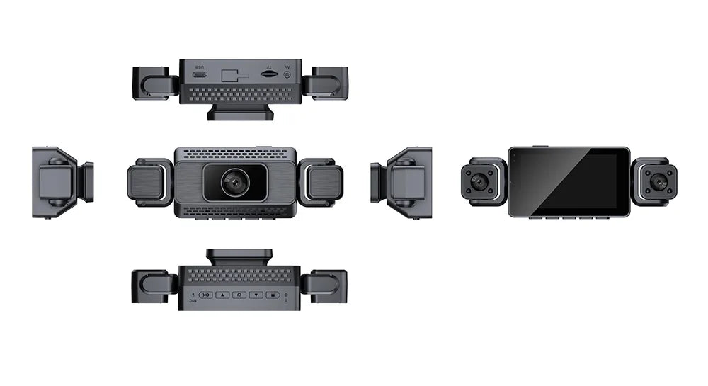 Prada Cam-Enregistreur vidéo de voiture avec vision nocturne, caméra WiFi 360 °, 3/4 canaux, dashcam voiture，caméra de recul，caméra 1080P, DVR, moniteur de stationnement 24h, vue avant droite et arrière, boîte noir