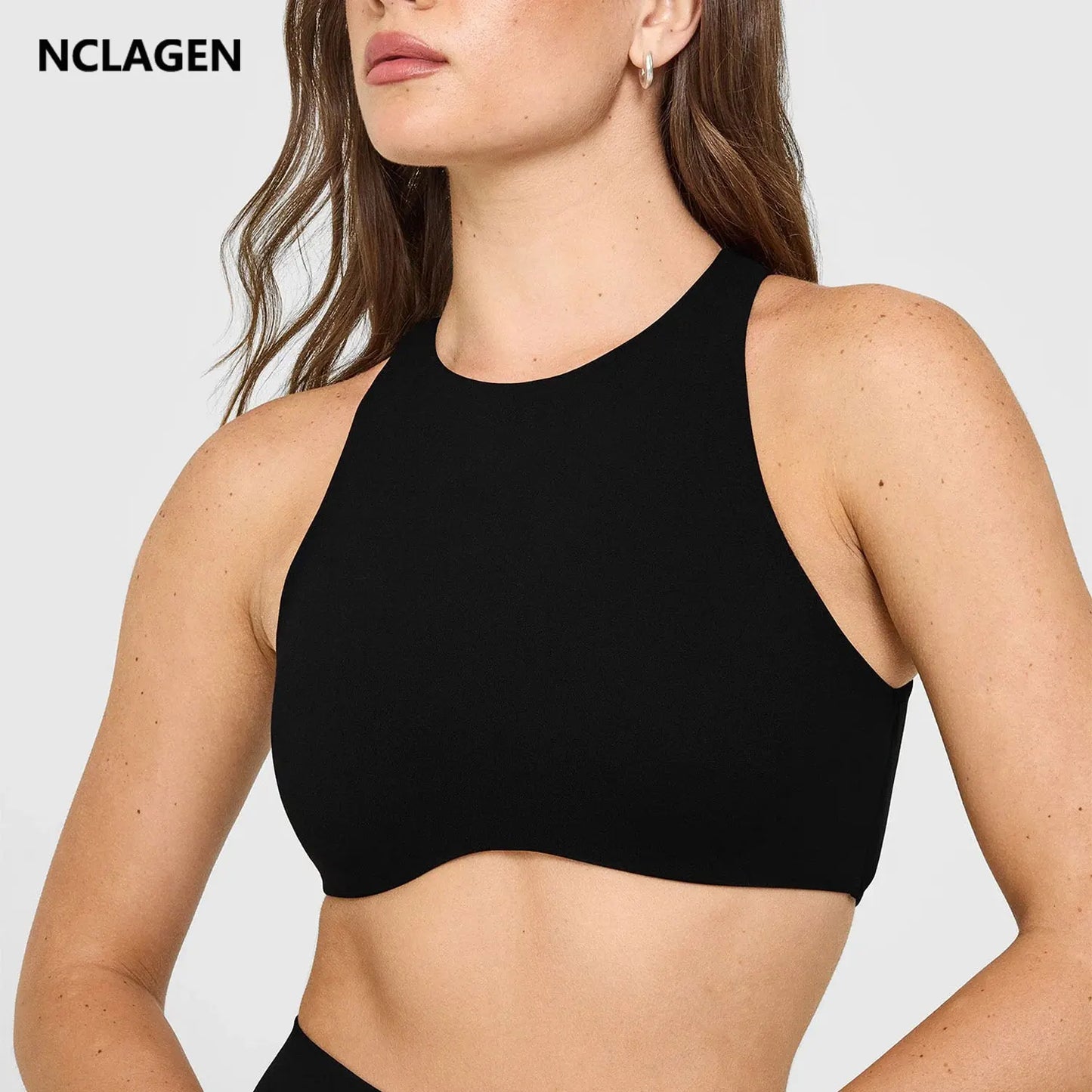 NCLAGEN Softmotion col haut soutien-gorge de sport push-up haut soutien débardeur de gymnastique Fitness Pilates course sous-vêtements de sport entraînement Yoga