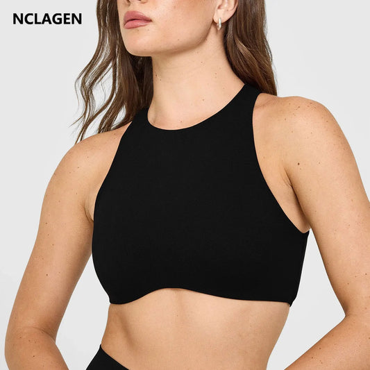 NCLAGEN Softmotion col haut soutien-gorge de sport push-up haut soutien débardeur de gymnastique Fitness Pilates course sous-vêtements de sport entraînement Yoga