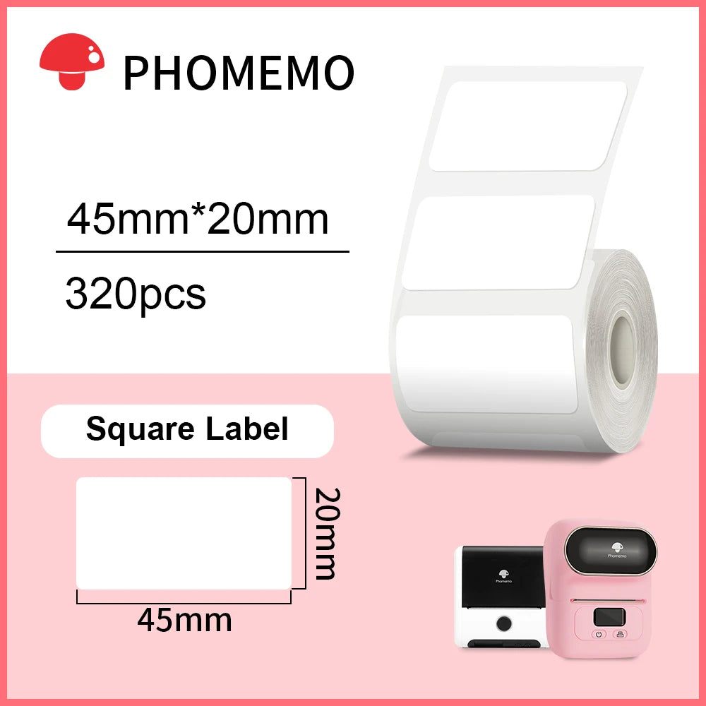 Phomemo – étiquettes autocollantes rectangulaires blanches, papier autocollant pour imprimante d'étiquettes Phomemo M110 M220, Identification étanche