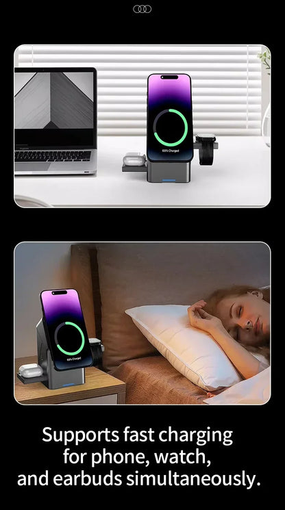 Chargeur magnetique sans fil 3-en-1