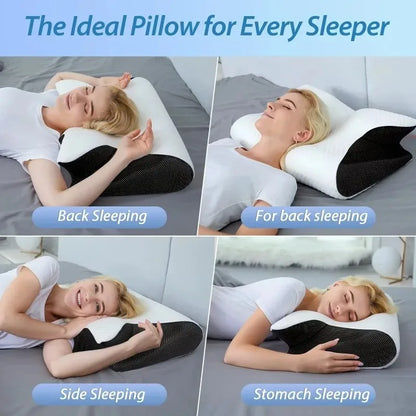 Oreiller ergonomique papillon pour le cou en mousse à mémoire de forme à rebond lent, soutien cervical pour un sommeil confortable, nouveau design en forme de corne