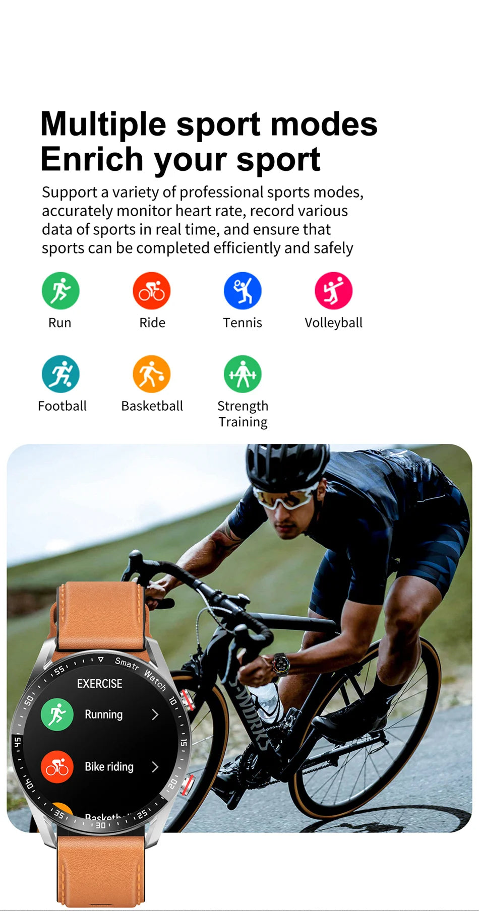 Montre connectée pour hommes et femmes, écran HD, Bluetooth, appel, GPS, moniteur de fréquence cardiaque, étanche IP68, nouveau, 2024
