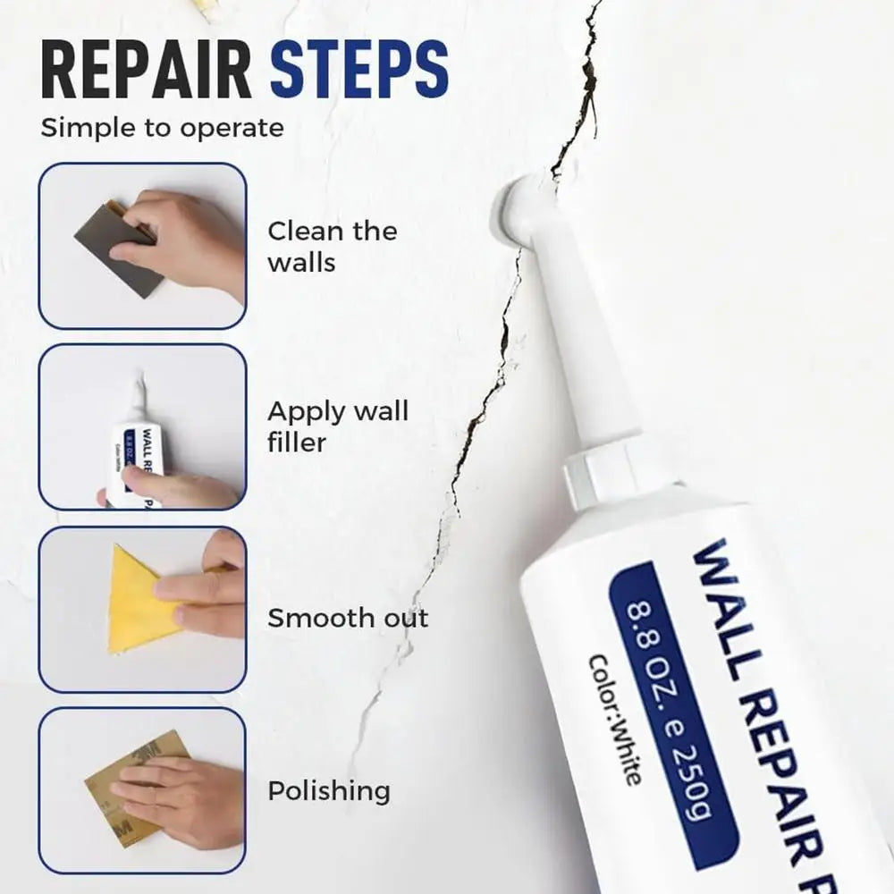 Pâte de réparation murale en tube, adhésif pour plaques de plâtre, kit de réparation pour trous et fissures, pour bricolage domestique, carrelage, béton, sol de douche