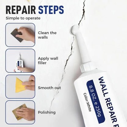 Pâte de réparation murale en tube, adhésif pour plaques de plâtre, kit de réparation pour trous et fissures, pour bricolage domestique, carrelage, béton, sol de douche