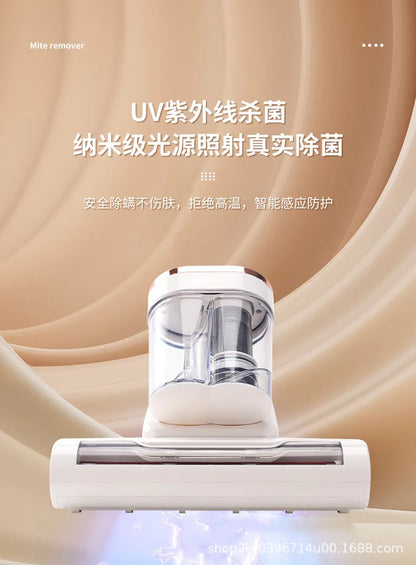 Aspirateur anti-acariens sans fil à forte aspiration avec double bac de collecte de poussière et lumière UV pour le nettoyage de la literie et des canapés à la maison