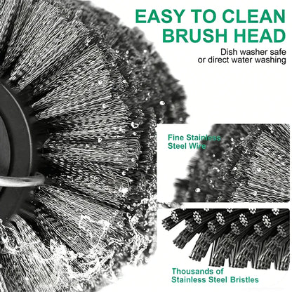 Brosse pour barbecue, réglages à 3 vitesses, brosse pour gril électrique, 180 °   Tête réglable, nettoyeur de gril de 90 minutes pour les fumeurs de plaques extérieures
