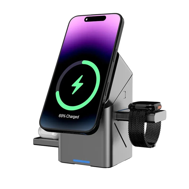 Chargeur magnetique sans fil 3-en-1