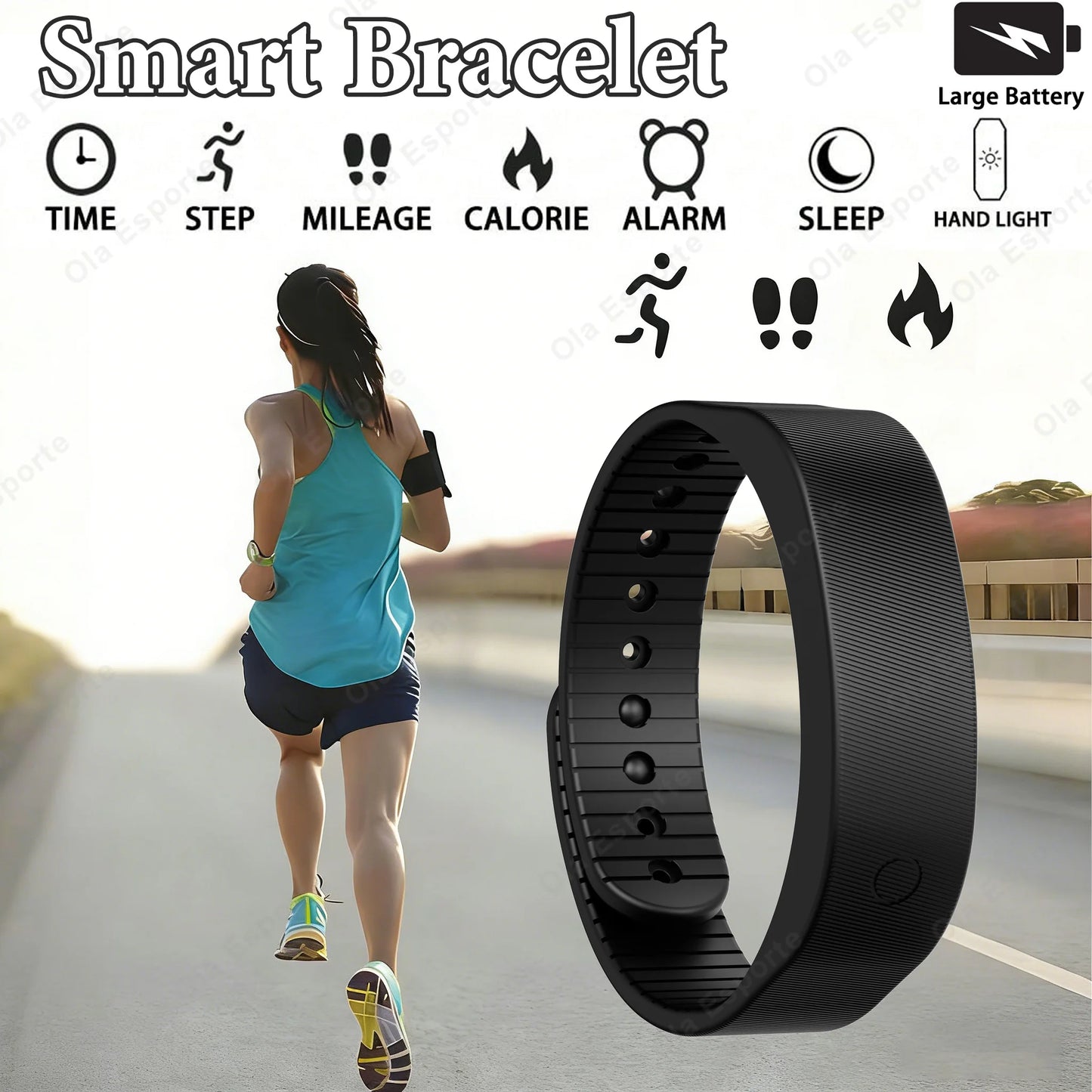 Bracelet intelligent LED numérique étanche, horloge intelligente, podomètre de course, moniteur d'activité, alarme vibrante, rappel, HT30
