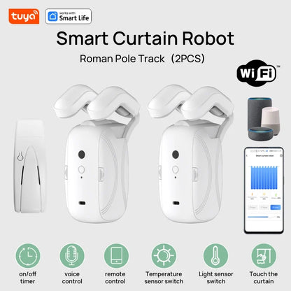 Robot rideau intelligent WiFi; double ouverture