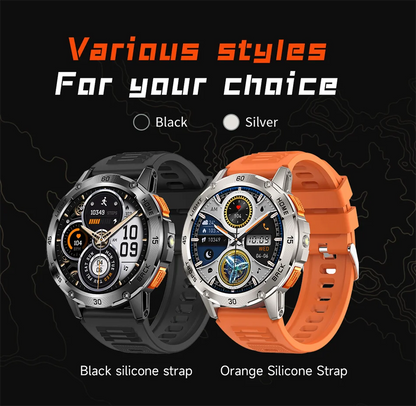 Nouvelle Montre Connectée de Sport Extérieur 2026 pour Hommes avec Boussole, Étanchéité 3ATM, Lampe Torche LED, Suivi de Santé et Appel Bluetooth pour Android et iOS