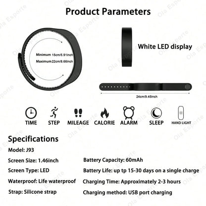 Bracelet intelligent LED numérique étanche, horloge intelligente, podomètre de course, moniteur d'activité, alarme vibrante, rappel, HT30