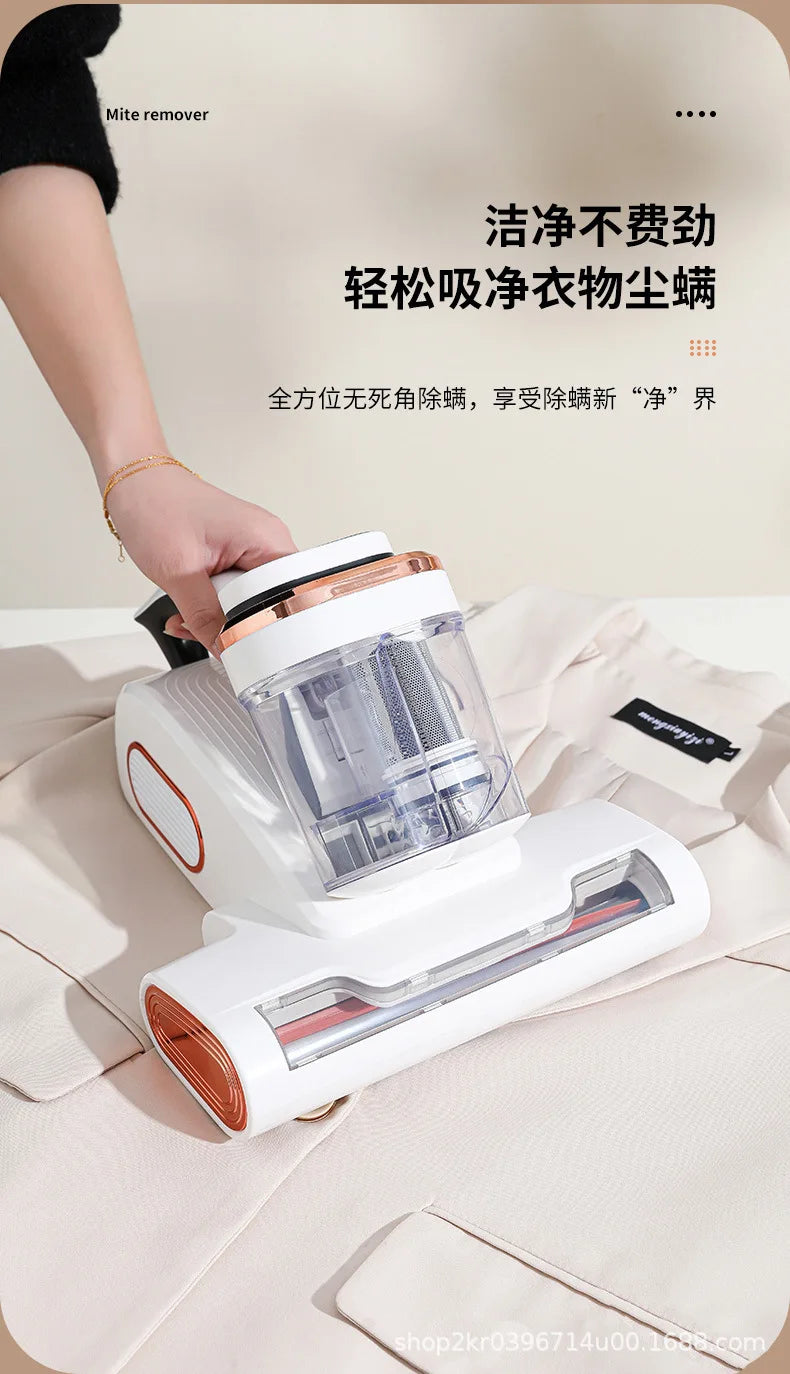 Aspirateur anti-acariens sans fil à forte aspiration avec double bac de collecte de poussière et lumière UV pour le nettoyage de la literie et des canapés à la maison