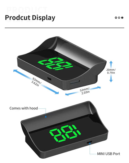 Compteur de vitesse numérique W1 GPS HUD Plug And Play, affichage tête haute pour toutes les voitures, grand police KMH, projecteur de pare-brise, accessoires de voiture